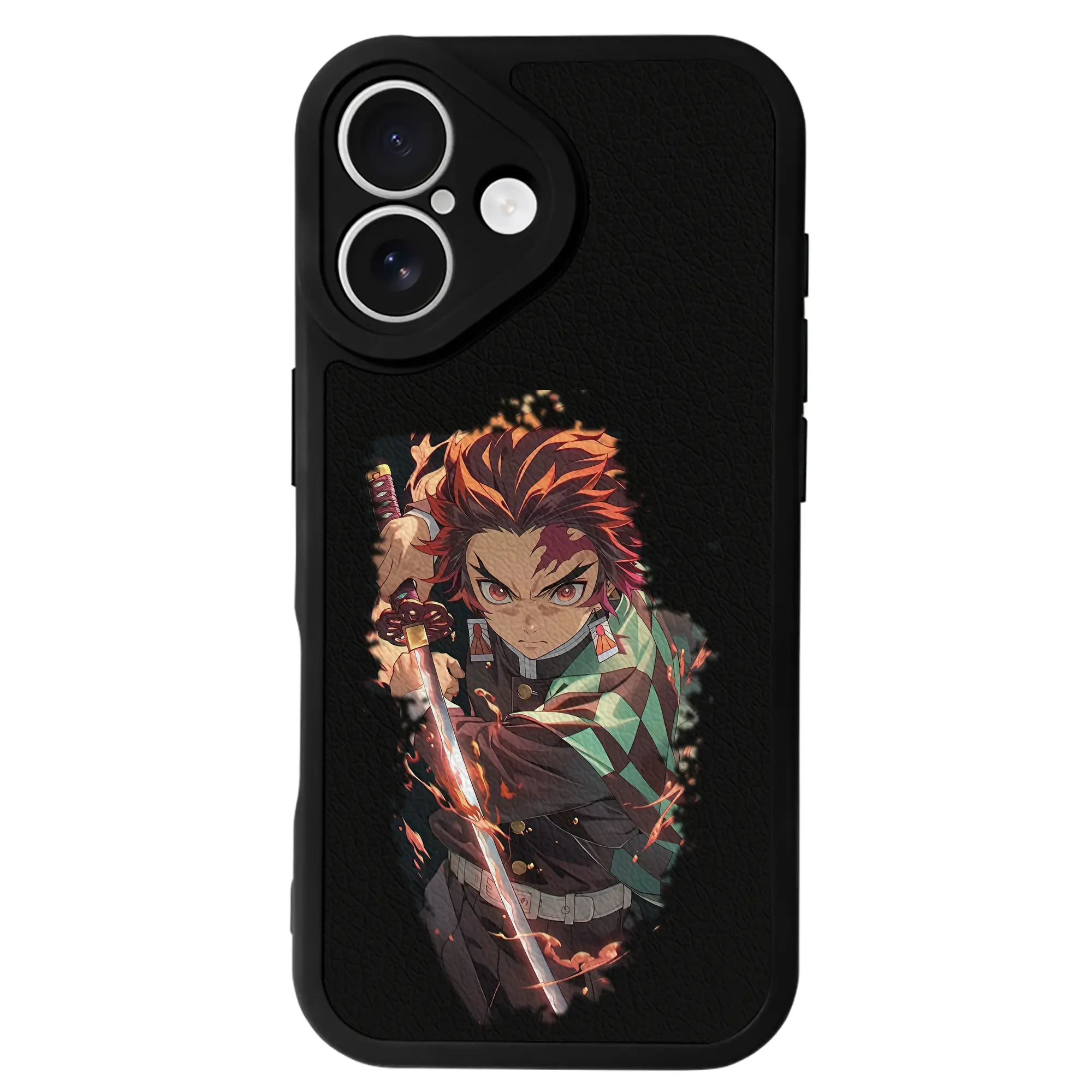 鬼滅の刃 グッズ,竈門 炭治郎 - IPhone 16シリーズ対応 ・ シリコンスマホケース ・ レザー調 ・ 高精度フィット ・ 耐衝撃 ・ ワイヤレス充電対応 ・ 精密カット